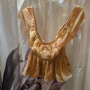 Forever 21 Apricot Floral Peplum Blouse